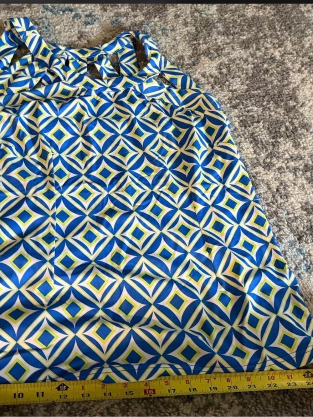 Lulu-B Blue White and Yellow Geometric Tank Top - Picture 5 of 6